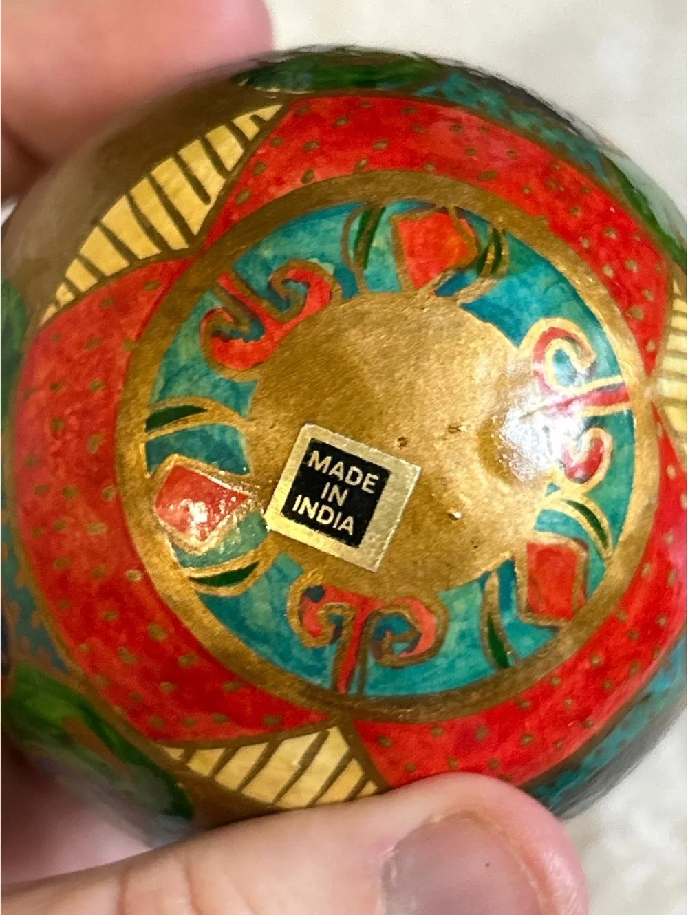 Pair of Hand-Painted Indian Decorative Hanging Spheres